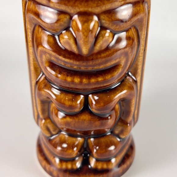 Tiki LeilanI Double Sided Cup Mug Brown Glazed Ceramic Tumbler Barware Souvenir - Picture 8 of 12
